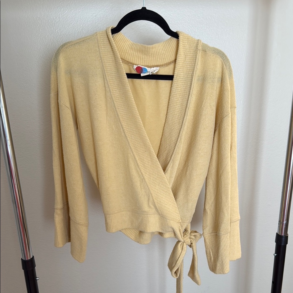 Free People Pale Yellow Knit Cardigan